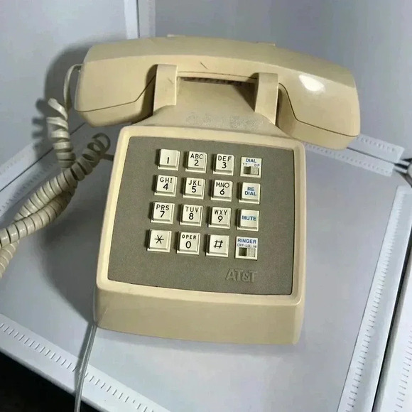Vintage AT&T 100 Beige Push Button Desk Telephone Untested - Picture 1 of 8
